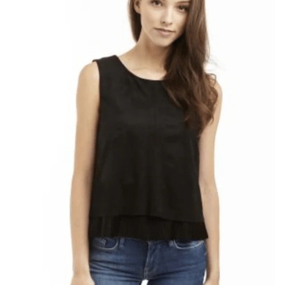 Drew Silk Overlay Black Sleeveless Layered Women XS Casual Basic Flowy Tank Top - Picture 1 of 8